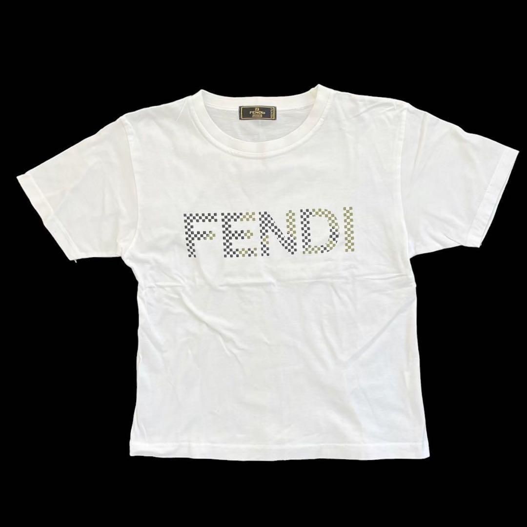 フェンディ ロゴ入り半袖Tシャツ 白 綿 レディース サイズ記載