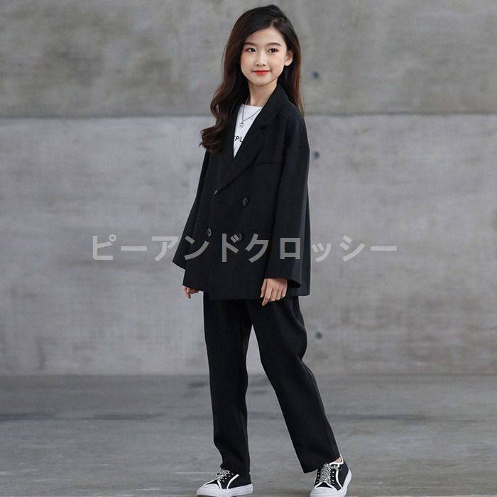 パンツスーツ フォーマルスーツ 女の子 キッズ スーツ 150 160 170 入園式 2点セット 卒園式 入学 ピアノ発表会 七五三 結婚式 卒業式 nee4j493108