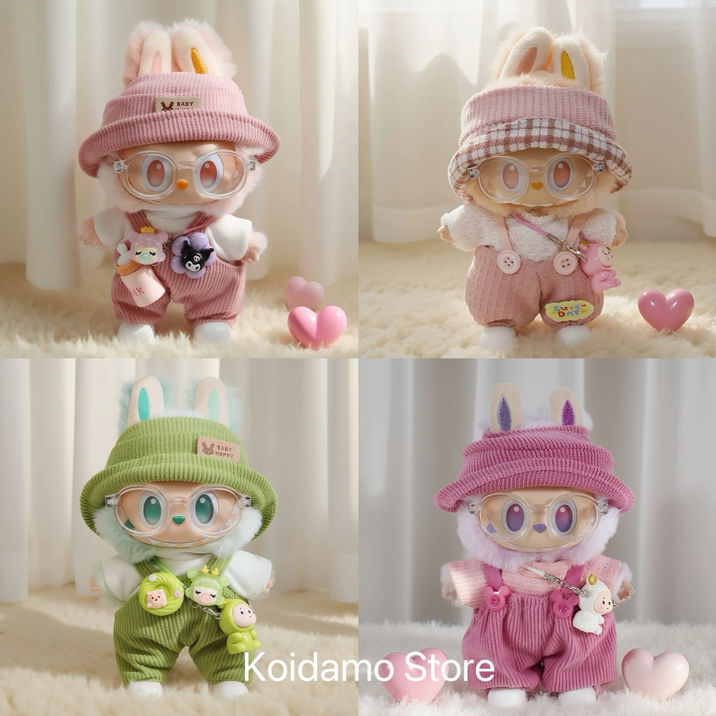 ラブブ labubu 　ぬいぐるみ服着せ替え服　かこいい6点セット　バック付き ラブブ labubu ぬいぐるみ服着せ替え服 6点セット かばん付き