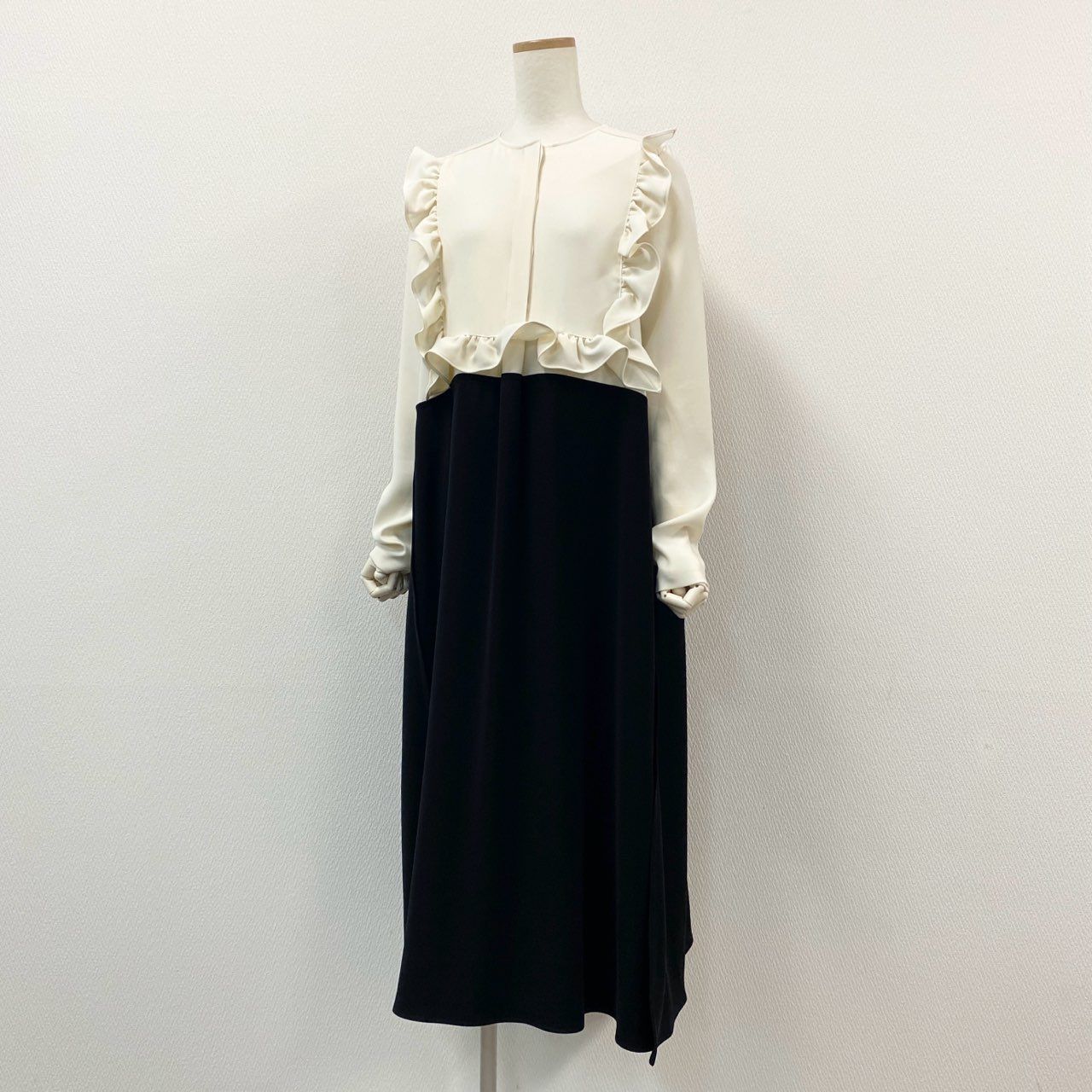 YOKO CHAN ヨーコチャン ロングスリーブフリルトリムドレス