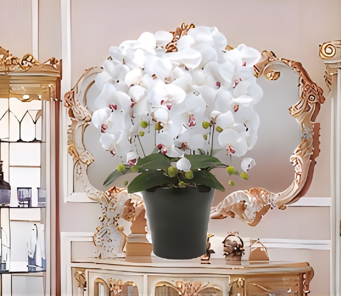 光触媒 人工観葉植物 ウォールグリーン クィーン胡蝶蘭5本w/ab高さ74