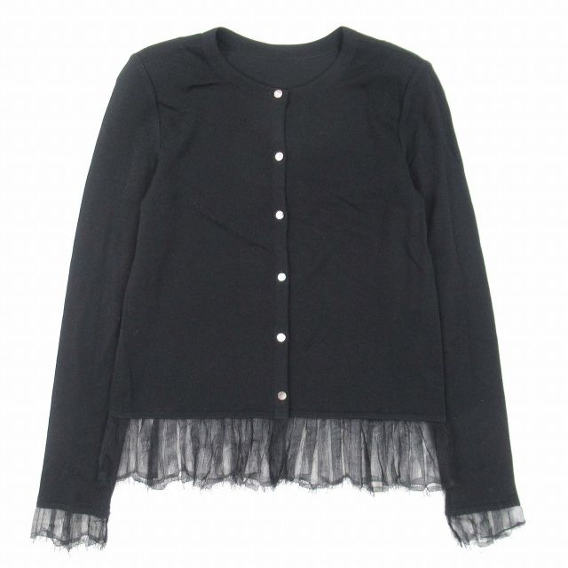 美品 17ss フォクシー FOXEY Lace Hem Knit Cardigan レースヘム 