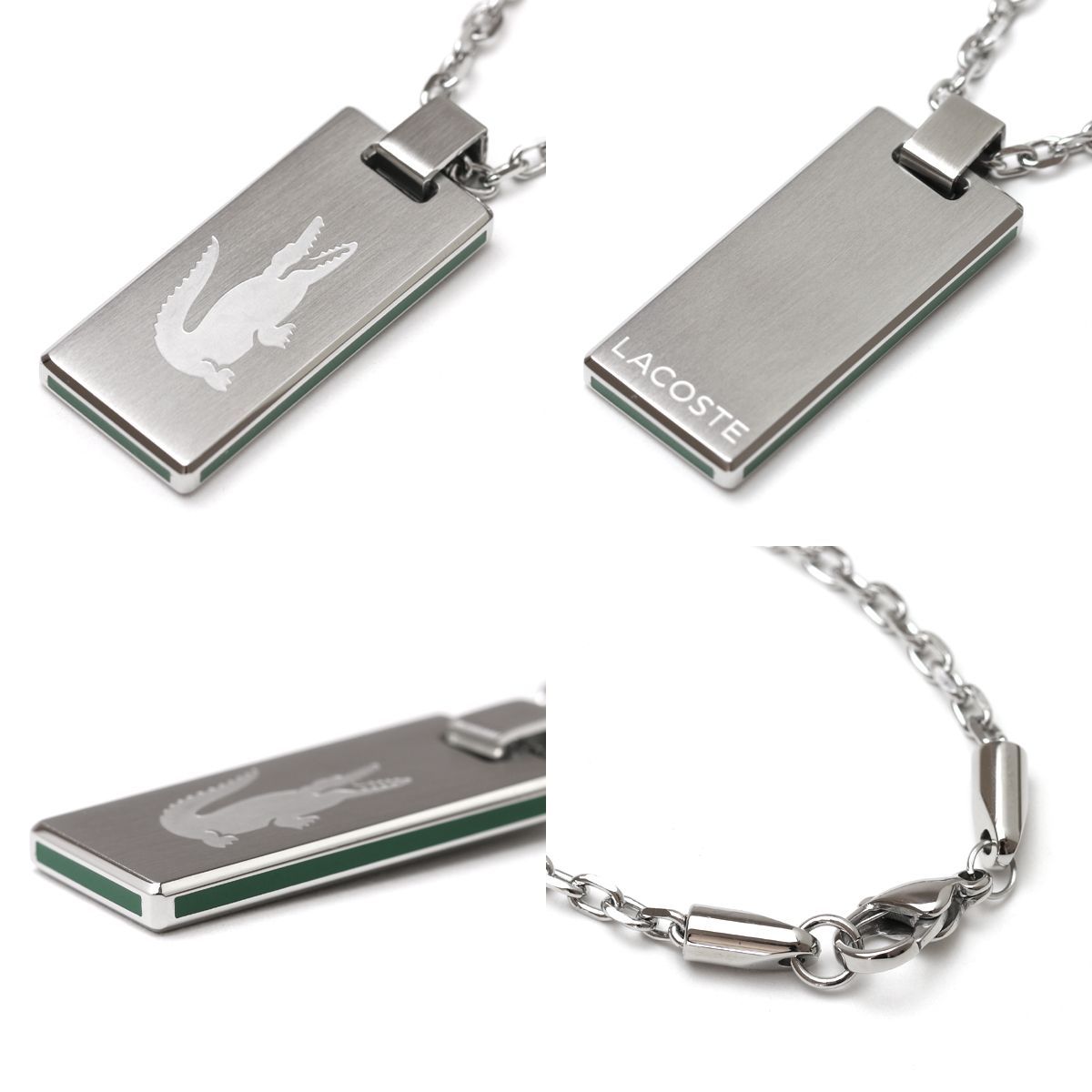 銀【Lacoste】クロコ クリスタル ワニ ロゴ チェーン ネックレス 銀【Lacoste】クロコ クリスタル ワニ ロゴ チェーン ネックレス