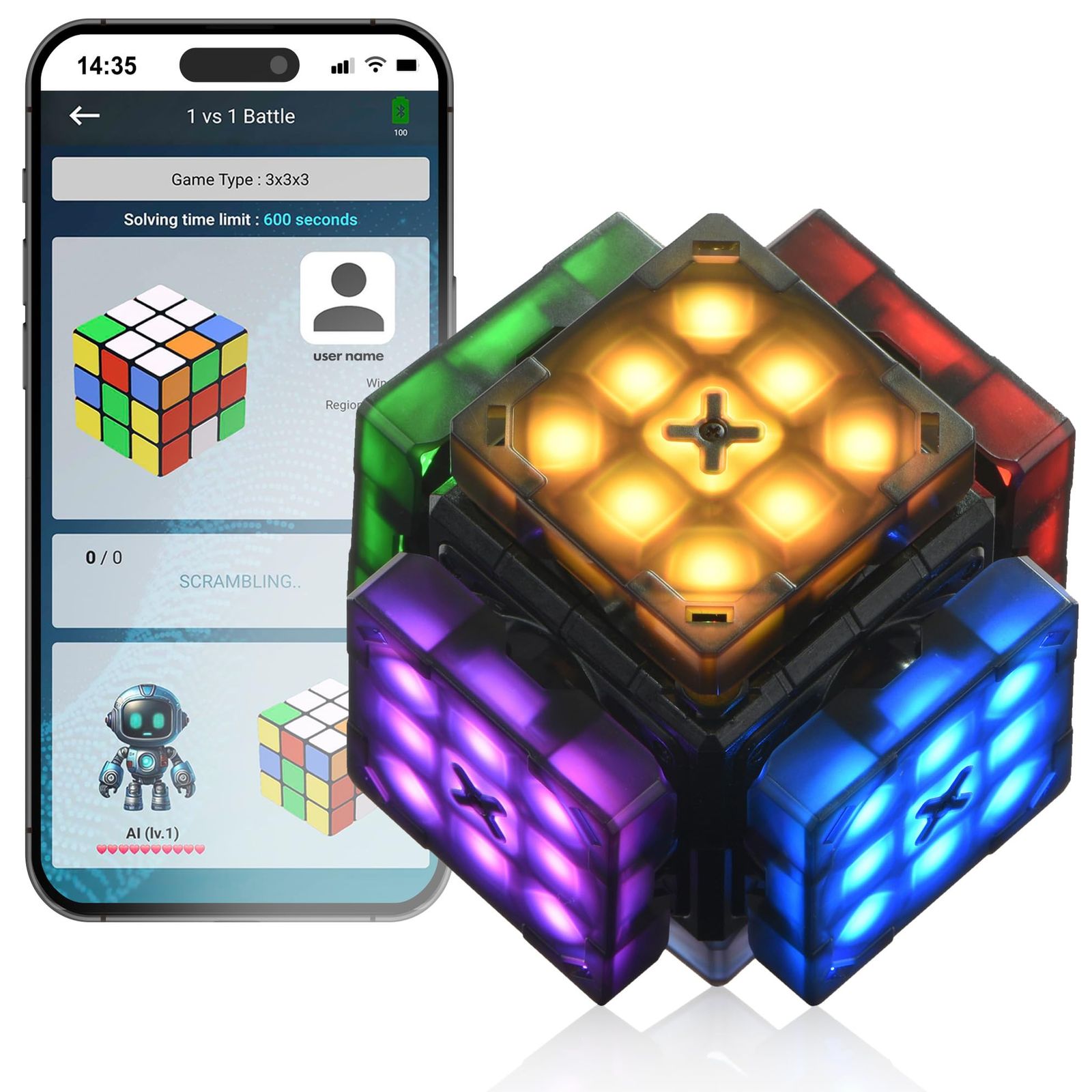 eX-Mars Connect | AIロボットキューブ-スマートキューブ セルフスクランブリングSTEMキューブ 10種類のパズルタイプ | 自己解決スピードキューブ 音楽を再生 | 子供 ティーン 大人のための素晴らしいX-Mars体験