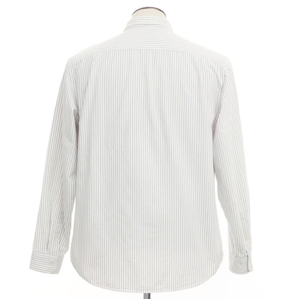 【中古】シュプリーム Supreme 2019年秋冬 Flannel Oxford Shirt コットン フランネル ボタンダウンシャツ  ホワイトxネイビー【サイズL】【メンズ】