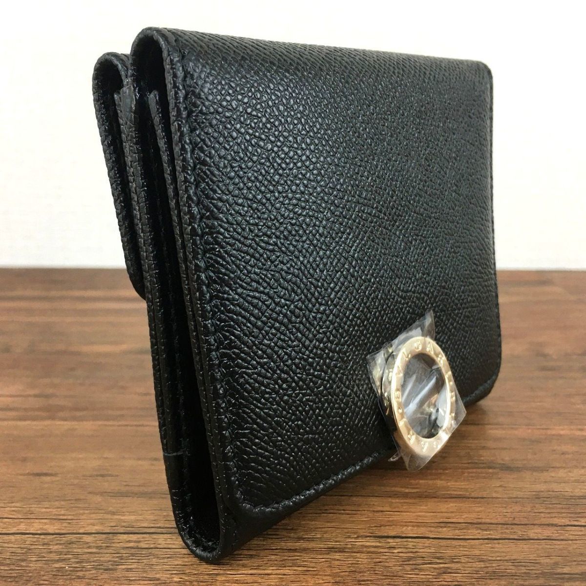 127 送料込み！ 極美品 BVLGARI Wホック財布 ブラック レザー