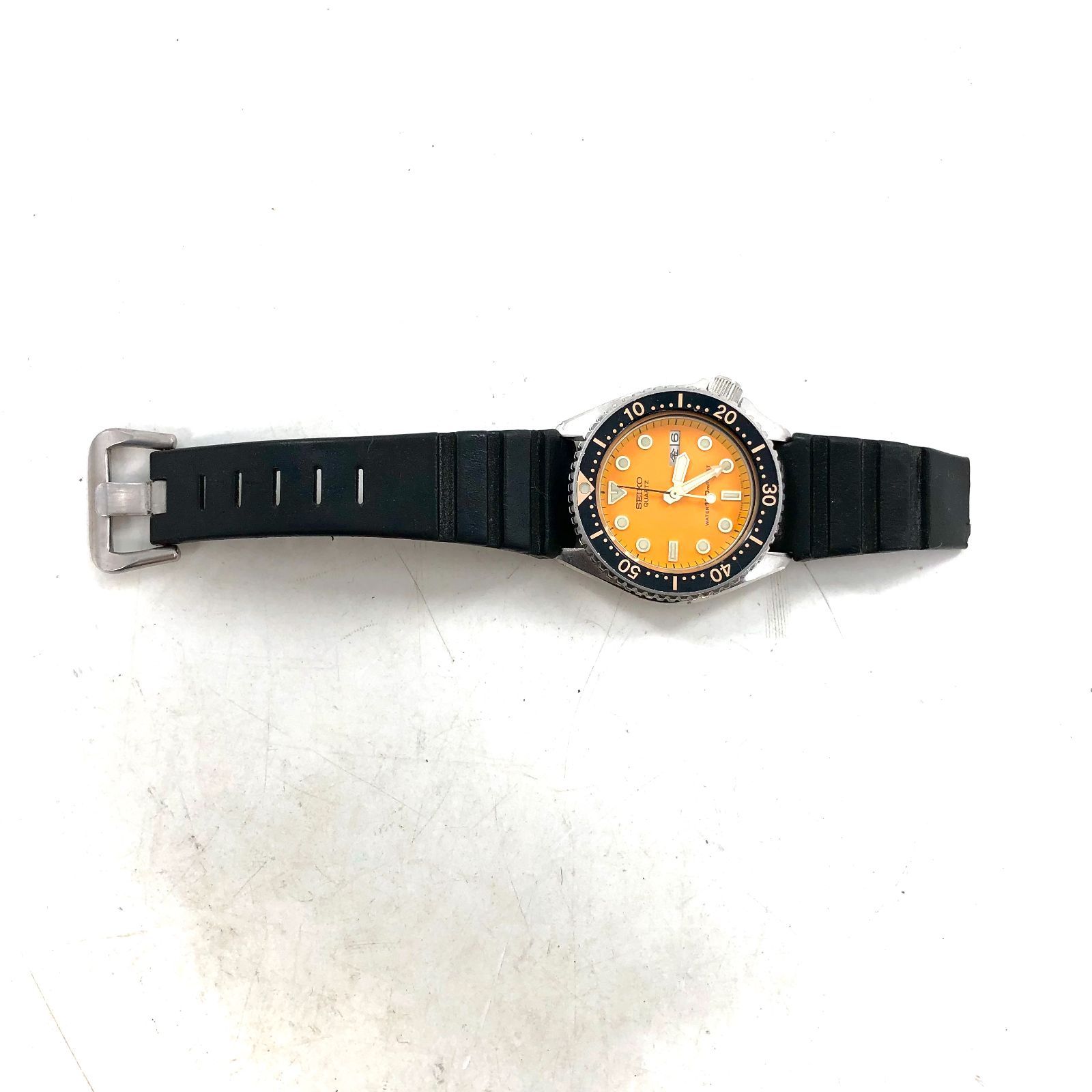 専用676 SEIKO 時計　メンズ　ダイバー　オレンダイヤル　デイト　80'S SEIKO セイコー ダイバー 150m 6458-600A SS/革 QZ デイデイト