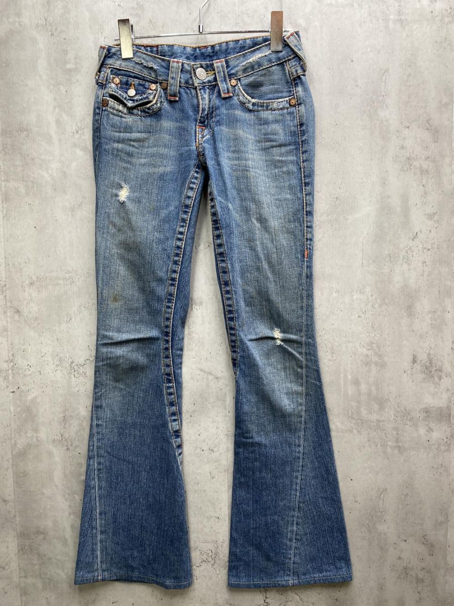 【美品】TRUE RELIGION フレアデニム 503 W29 レディース TRUE RELIGION #503トゥルーレリジョン フレアデニムパンツ 24
