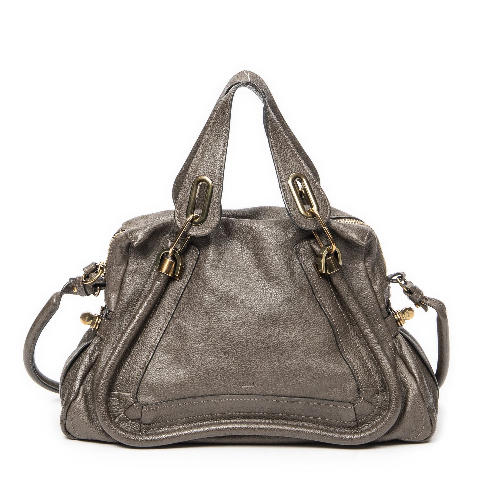 CHLOE クロエミディアムパラティグレーグレインカーフスキンレザーA