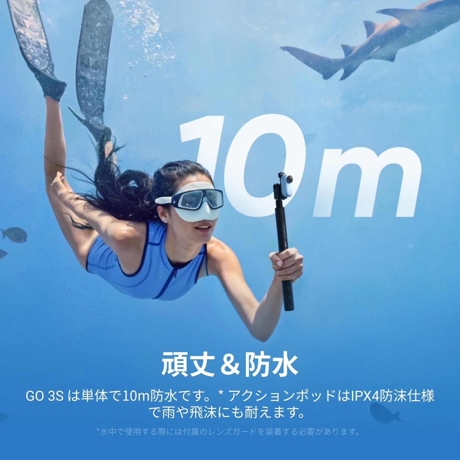  Insta 360 GO 3 S - 4 K小型ウェアラブルVlogビデオカメラ ハンズフリーPOV どこでもマウント 手ブレ補正 バッテリー寿命140分 10 m防水 AI編集 Apple Find My対応 Vlog 旅行 アウトドア ペットPOV用 通常版 その他 フェイスケア