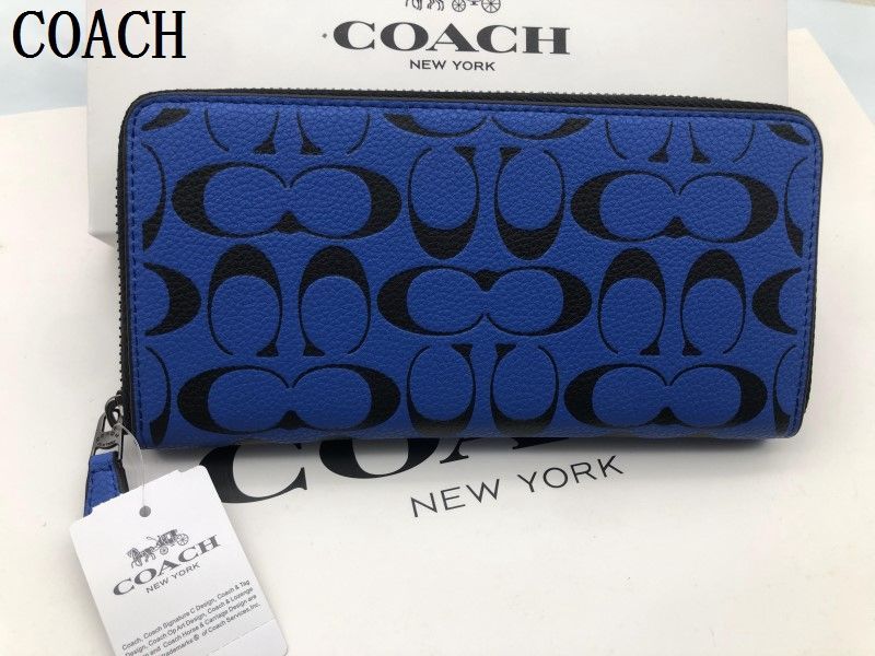 コーチ 長財布 COACH  財布 ダークブルー シグネチャー アコーディオンラウンドジップウォレット レディース 財布 贈り物 081C CA298新品未使用  E20