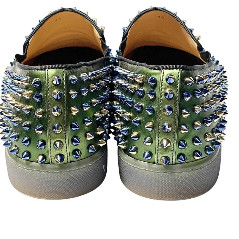 クリスチャンルブタン メンズスリッポン 42 27 cm相当 スタッズ ブルー系 グラデーション スニーカー TJ 10