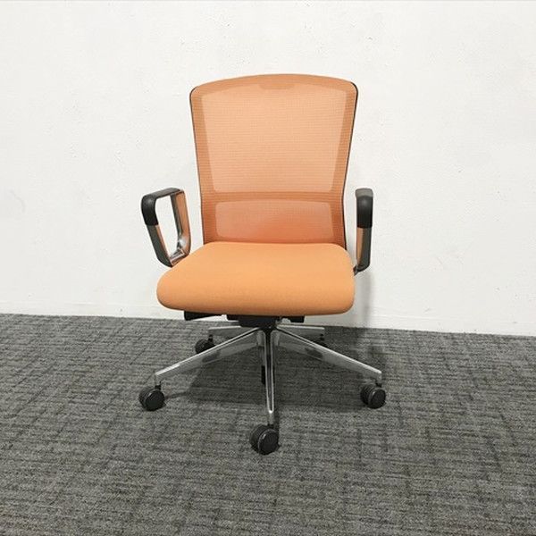 ウチダ エルフィチェア ハイバック メッシュ 肘付 オフィスチェア 内田洋行 オレンジ