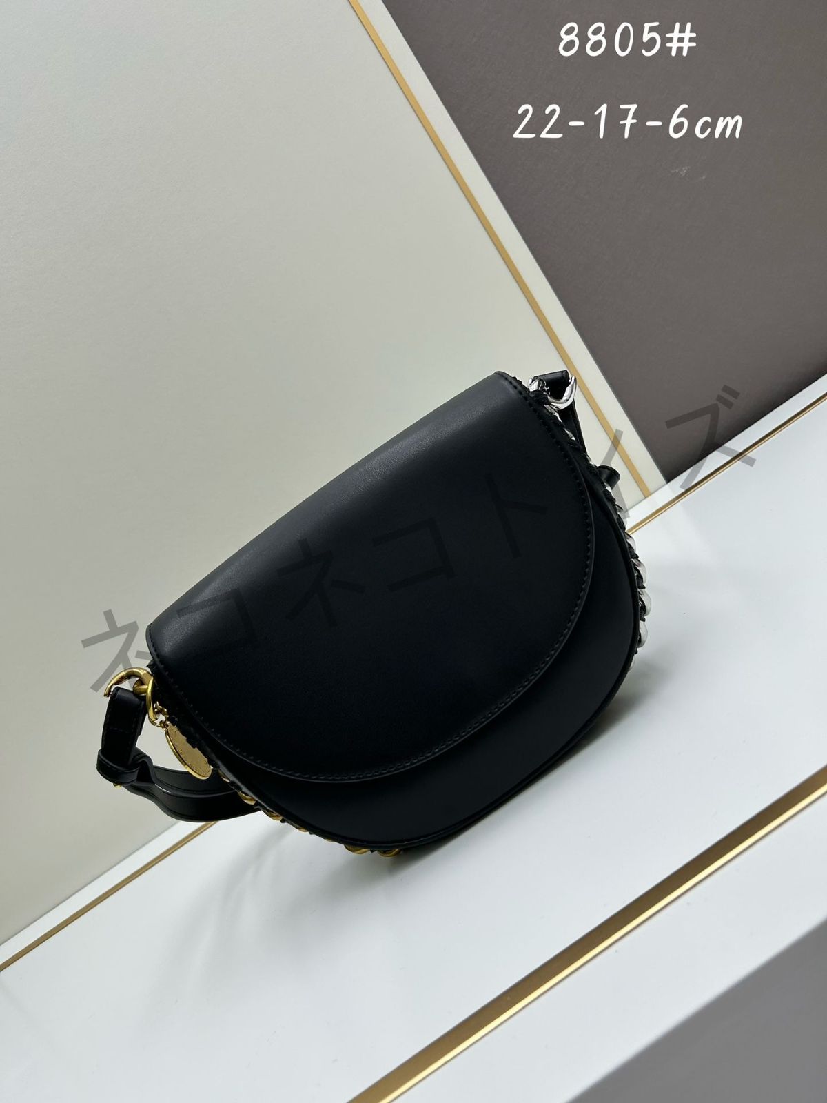 新品未使用  stella mccartney ステラマッカートニー レディース  フレイム ミディアム フラップ ショルダーバッグ 05 Black