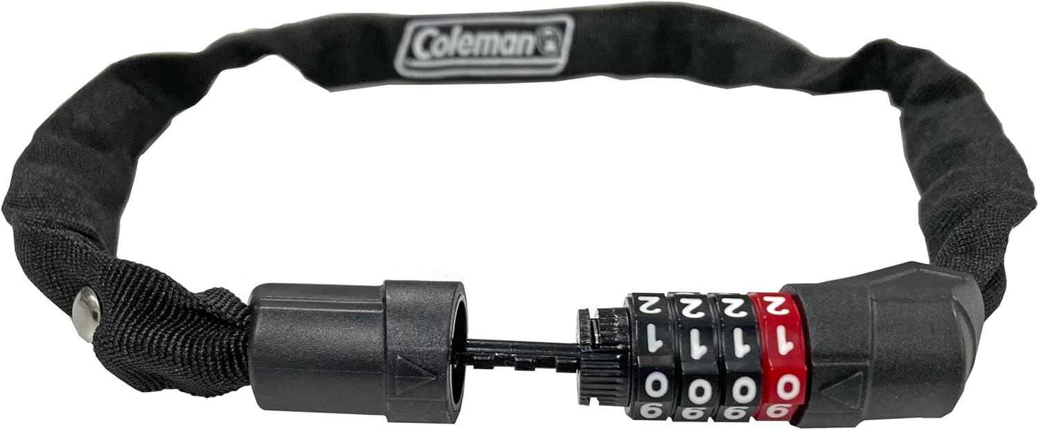 J007	コールマン(Coleman) 自転車用 サイクルロック カギ 4桁 ダイヤル チェーンロック スリーブ入り　自転車　駐輪場　盗難防止　自宅　マンション　子ども　ママ　太さ約3cmのチェーン　安心　頑丈チェーンタイプ	4973291857317