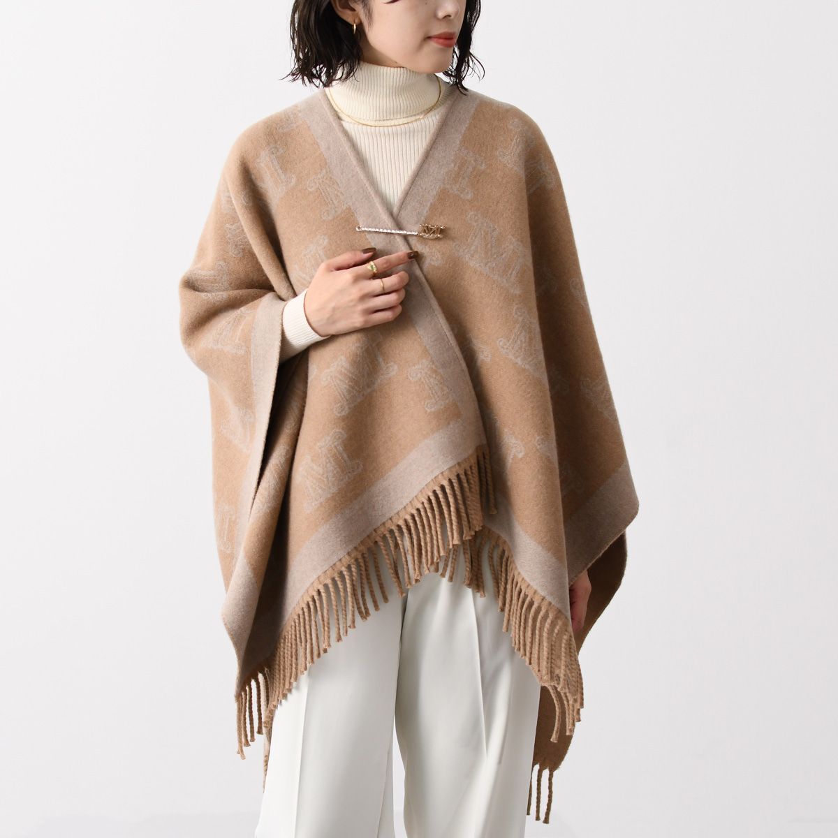 Max Mara マックスマーラ ポンチョ アウター FRINE ウール ジャカード