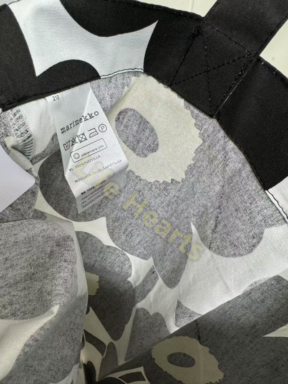 新品 Marimekko マリメッコ フラワーパターン ブラック トート