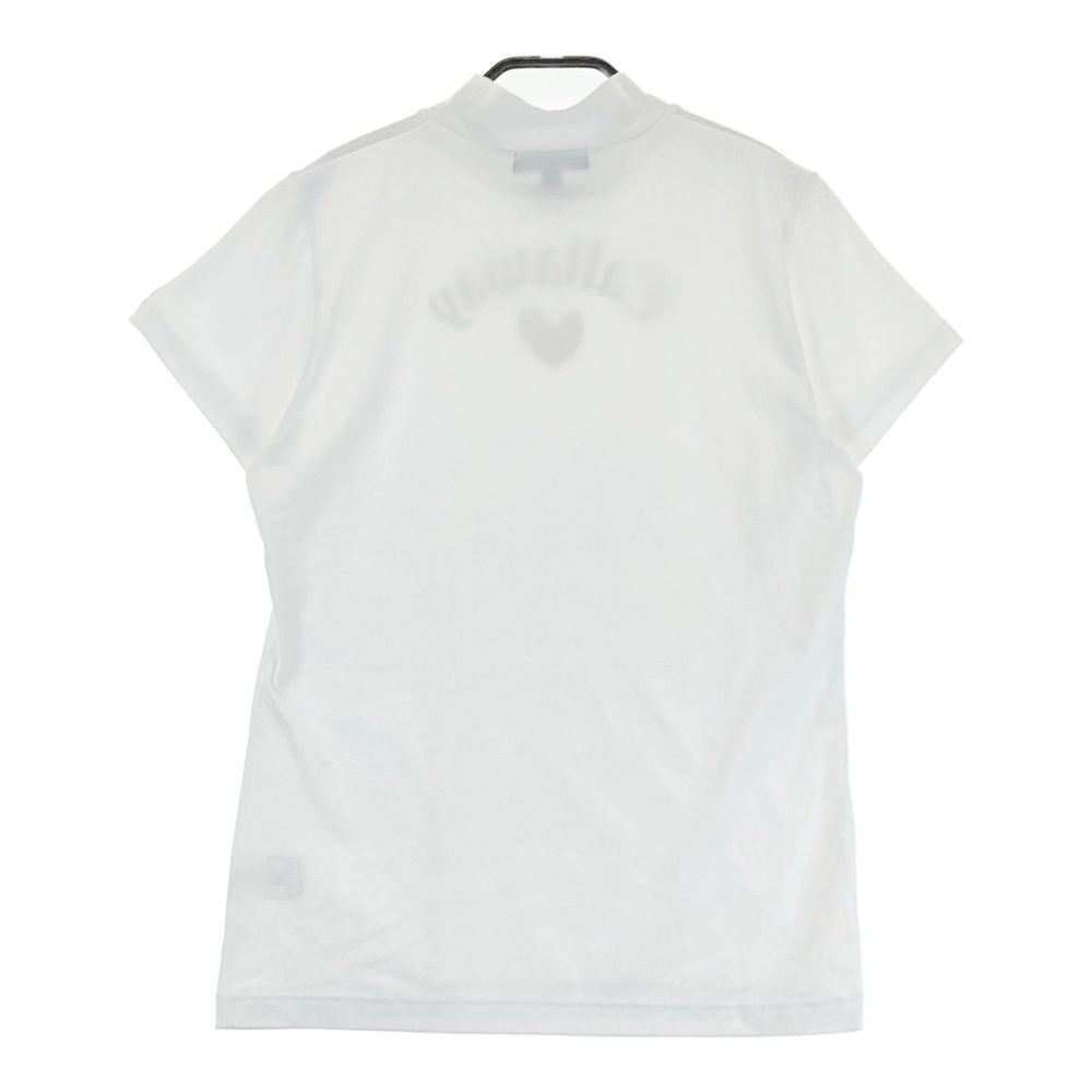 サイズ：L CALLAWAY キャロウェイ  フロントロゴ ハイネック 半袖Tシャツ  ホワイト系 [240101415260] ゴルフウェア レディース ストスト 新品】CALLAWAY キャロウェイ フロントロゴ ハイネック 半袖T