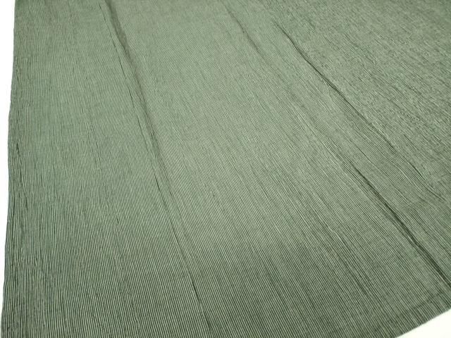 平和屋着物＊夏物 男性 織物の名産 近江ちぢみ 縞 キングサイズ 綿麻