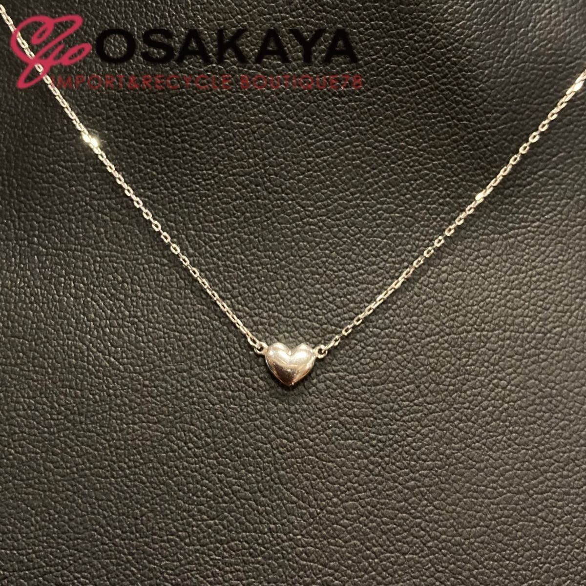 K10WG　中古品　ハート型 レディースネックレス 中古 4℃ ハート デザインネックレス K10WG レディース
