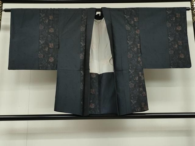 平和屋着物＃道行コート　更紗唐草文　黒地　正絹　逸品　CAAR9181id 平和屋着物＃道行コート 更紗唐草文 黒地 正絹 逸品 CAAR9181id