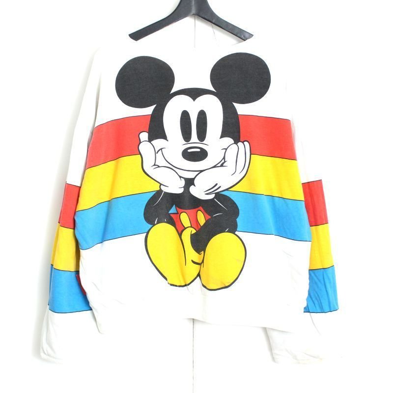 80s vintage ミッキーマウス Mickey Mouse 総柄 リバーシブル スウェット トレーナー メンズ XLサイズ相当