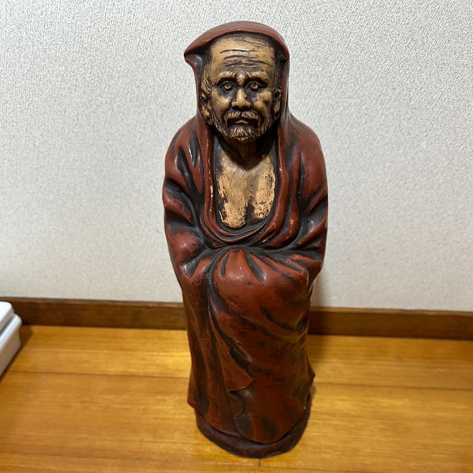 貴重】一刀彫達磨大師木彫りアンティークヴィンテージ縁起物