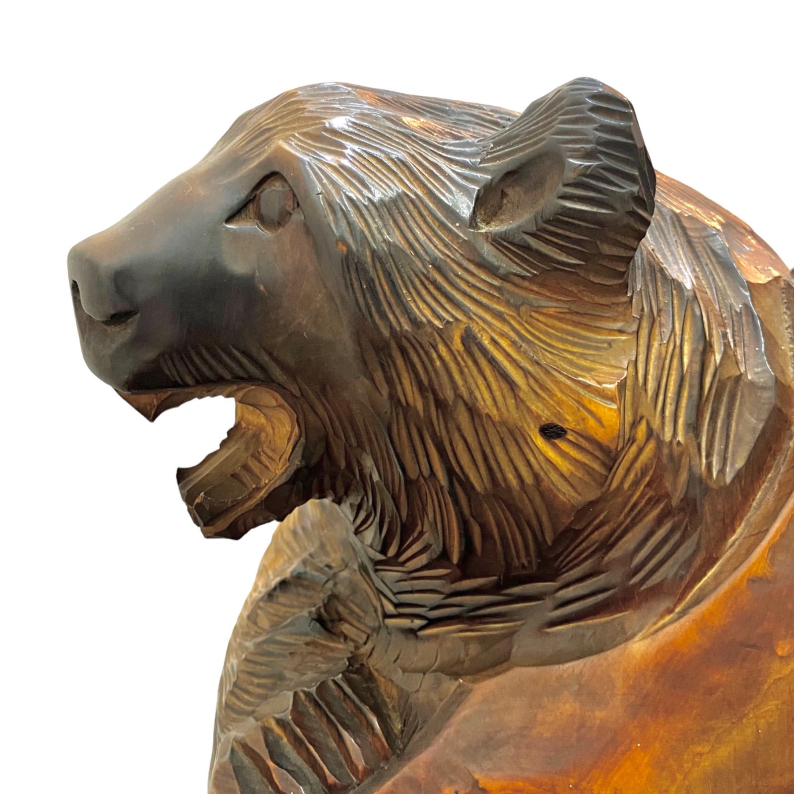 昭和レトロ⭐️ 一刀木彫りの熊】 熊の置物 「厄除け・魔除け・縁起物