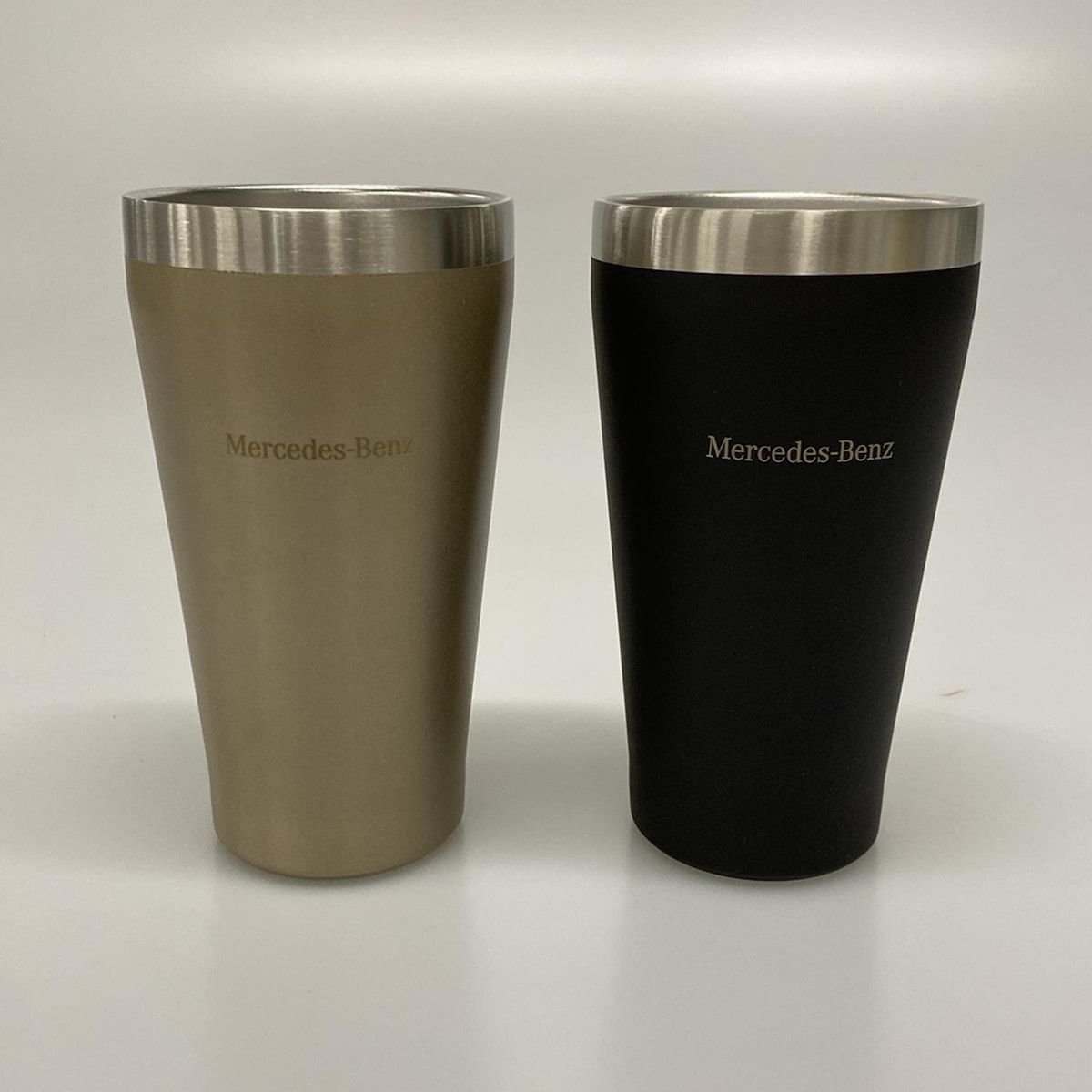 Mercedes-Benz メルセデスベンツ 食器 - 黒×ベージュ タンブラー×2点| 真空ステンレスペアタンブラー