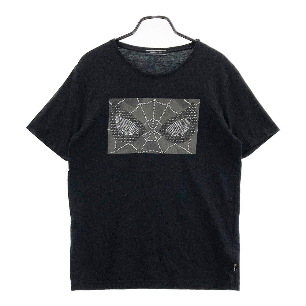 サイズ L MARK-LONA マークアンドロナ ×MARVEL スパイダーマン 半袖Tシャツ ラインストーン ブラック系 240101431708 ゴルフウェア メンズ ストスト