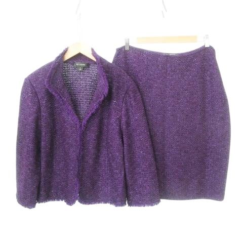 セントジョン ST.JOHN 美品 スカート スーツ ツイード フリンジ ラメ  