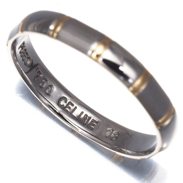 【磨き済】セリーヌ PT850 750 コンビ リング 18号 6049 CELINE セリーヌ コンビリング #18 リング・指輪 プラチナPT850