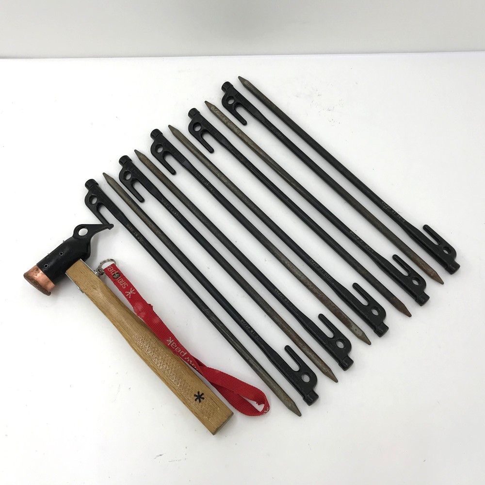 Snowpeak スノーピーク N-001 ペグハンマー Pro.C×1 R-104 ソリッドステーク40×10 計11点セット 汚れ有