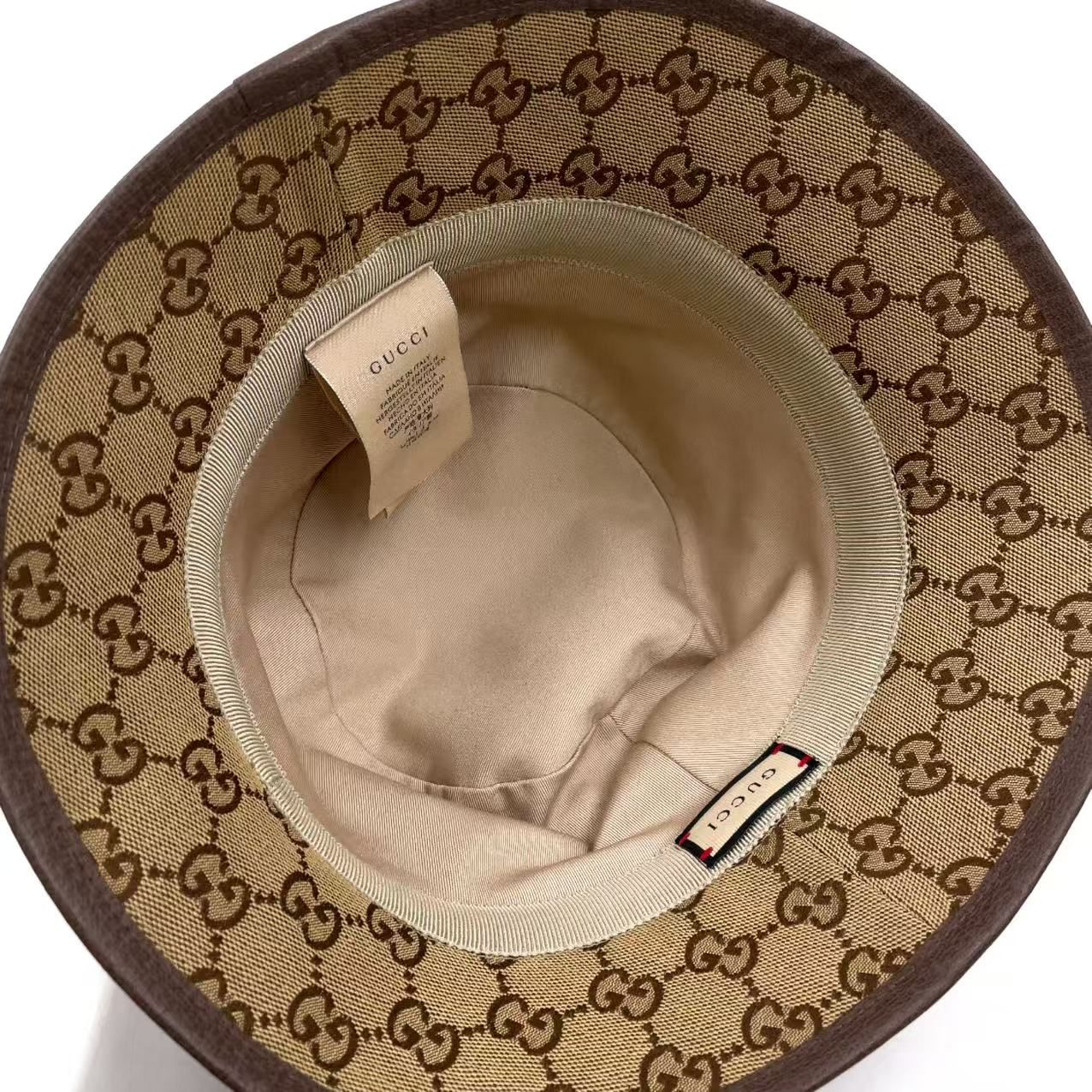 GUCCI GGキャンバス レザー×コットン×ポリエステル ブラウン ハット ゴールド 576587 4HG62