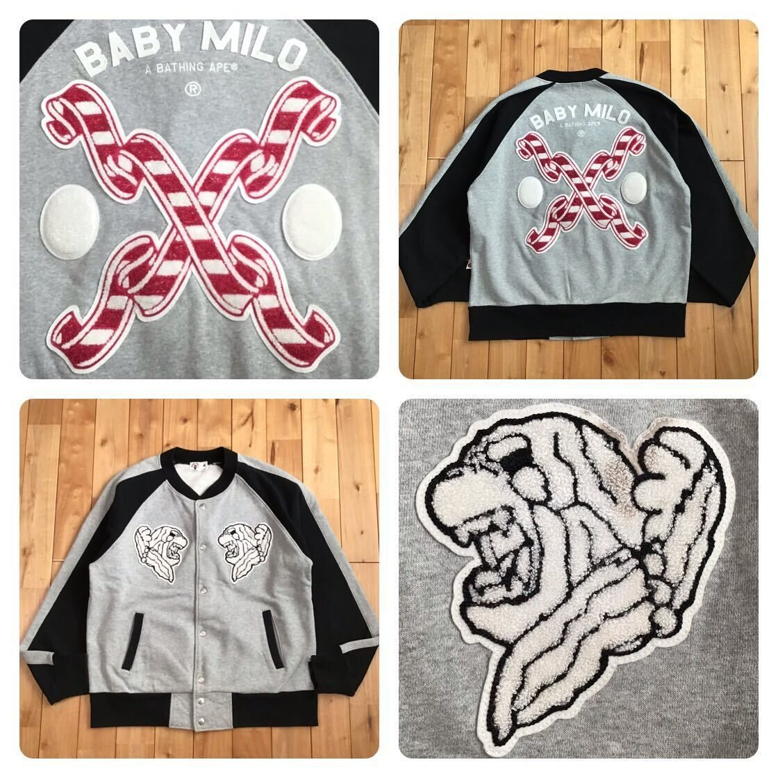 BAPE MILO LOGO スウェット スタジャン Mサイズ a bathing ape sweat 