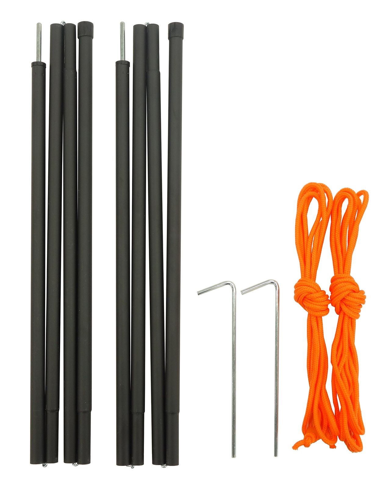 【迅速発送】キャプテンスタッグ(CAPTAIN STAG) テント・タープ部品 スチールポール 外径16mm×長さ1800mm 2本セット ガイドロープ350cm2本・スチールペグ20cm2本付属 ブラック UA-4514