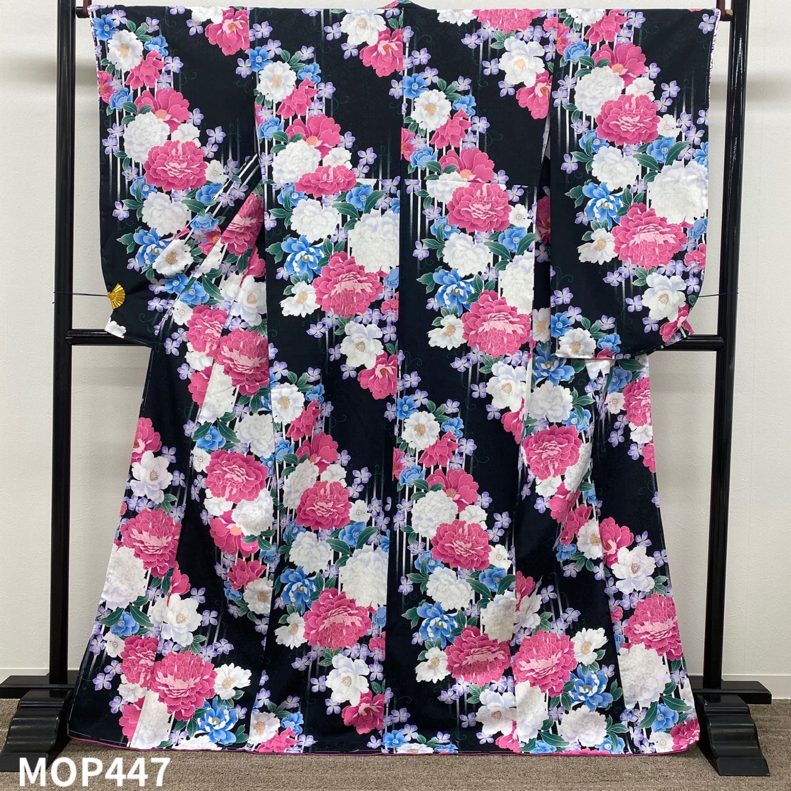 二尺袖 ポリエステル着物 金彩 紋意匠 袴向き 躾糸付き MOP447