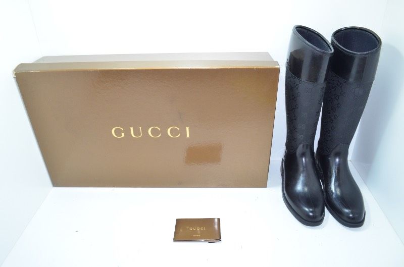 Gucci ブラック 長靴 GGパターン GUCCIブラック フラットシューズ GG