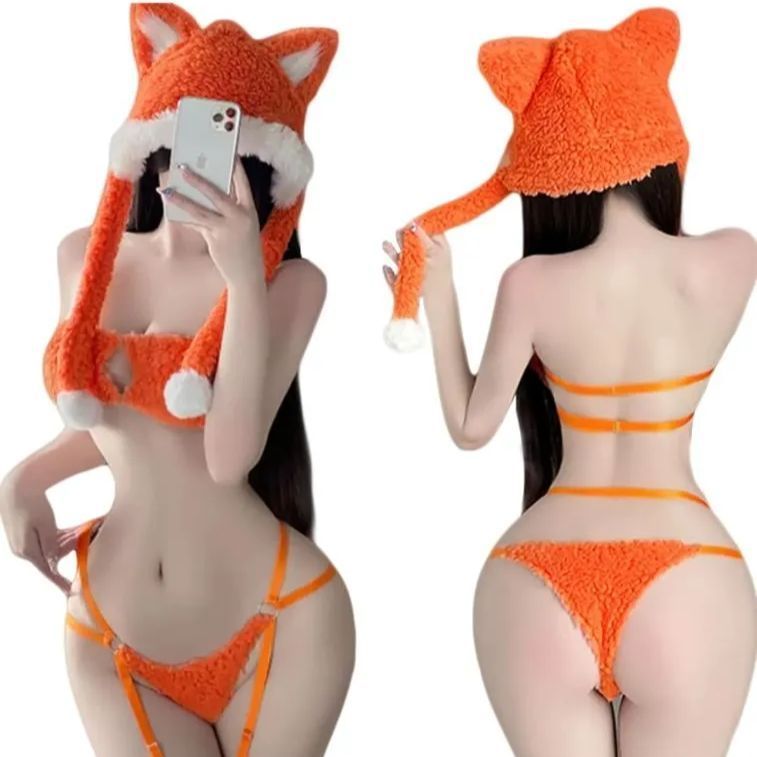 新作☆新品❗❗】帽子付♥️きつね ビキニ コスプレ 可愛い セクシー ふわふわ もこもこ ルームウェア プレゼント イベント 衣装 撮影会  コスチューム ハロウィン バレンタインランジェリー - メルカリ