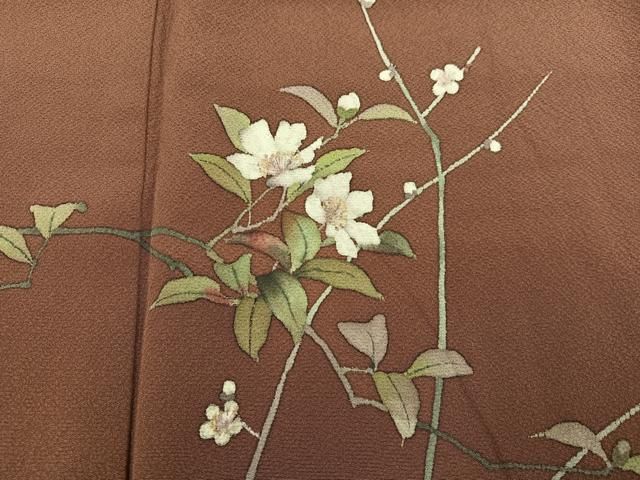 平和屋着物●手描友禅女流作家　一色生子　訪問着　手描き　枝花文　やまと誂製　正絹　逸品　AABC6828ph 平和屋着物○手描友禅女流作家 一色生子 訪問着 手描き 枝花