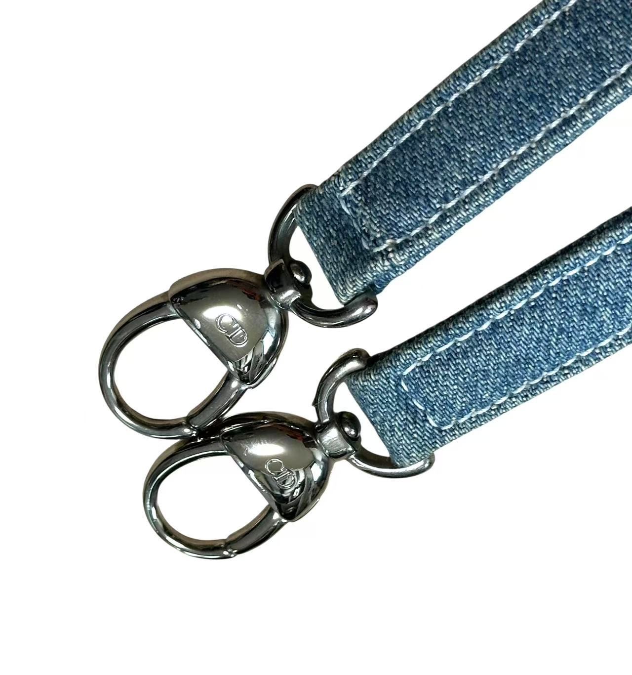 Dior シルバー金具付き　デニムストラップ 超美品◇本物クリスチャンディオールChristianDiorレディー
