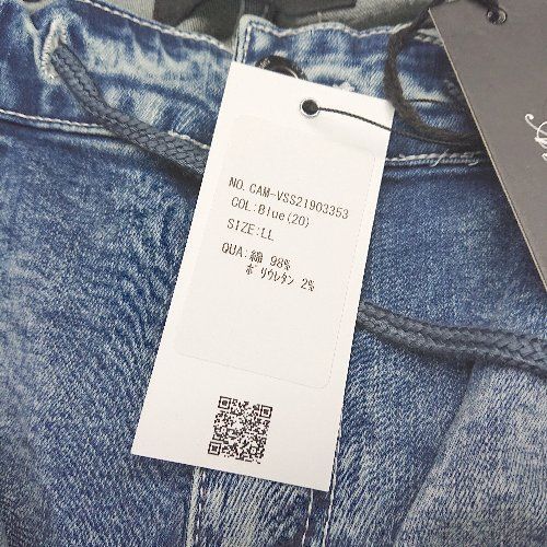 「CAMBIO」 ダメージ加工デニムパンツ LL ブルー メンズ CAMBIO 「CAMBIO」 ダメージ加工デニムパンツ L ダークインディゴ