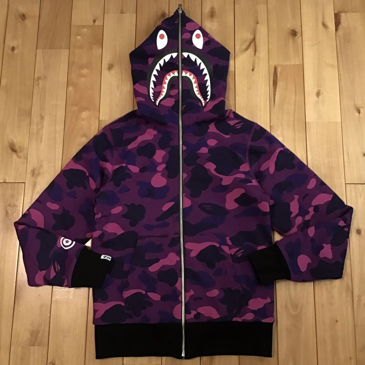 ☆リバーシブル☆ シャーク パーカー Sサイズ purple camo reversible ...