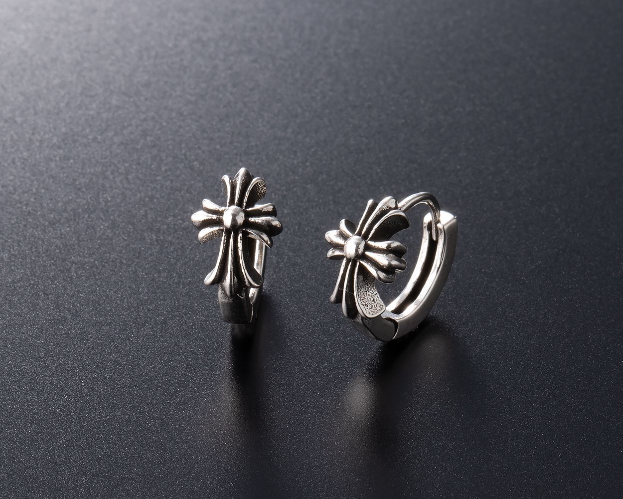 シルバー925 ピアス クロス フープ メンズ レディース 両耳