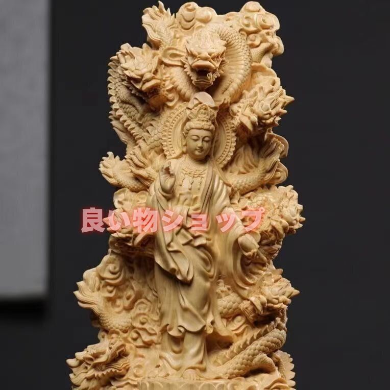 美品☆木彫仏像 仏教美術 精密細工 九龍観音像 木彫り 桧木製
