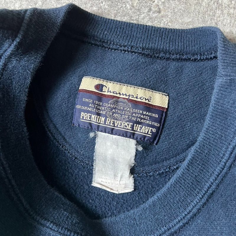 古着 00s チャンピオン プレミアム リバースウィーブ 企業ロゴ 刺繍 黄色 90s USA製 Championチャンピオン スクリプト ビッグロゴ バック