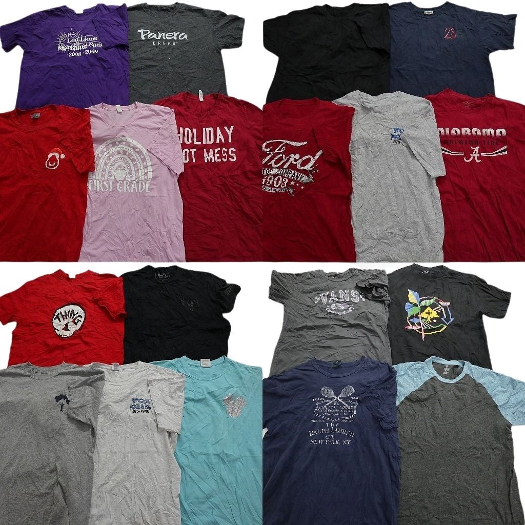 古着卸 まとめ売り カラーmix プリント 半袖Tシャツ 19枚セット (メンズ L ) ラグランスリーブ ワンポイントロゴ イラスト MT4951