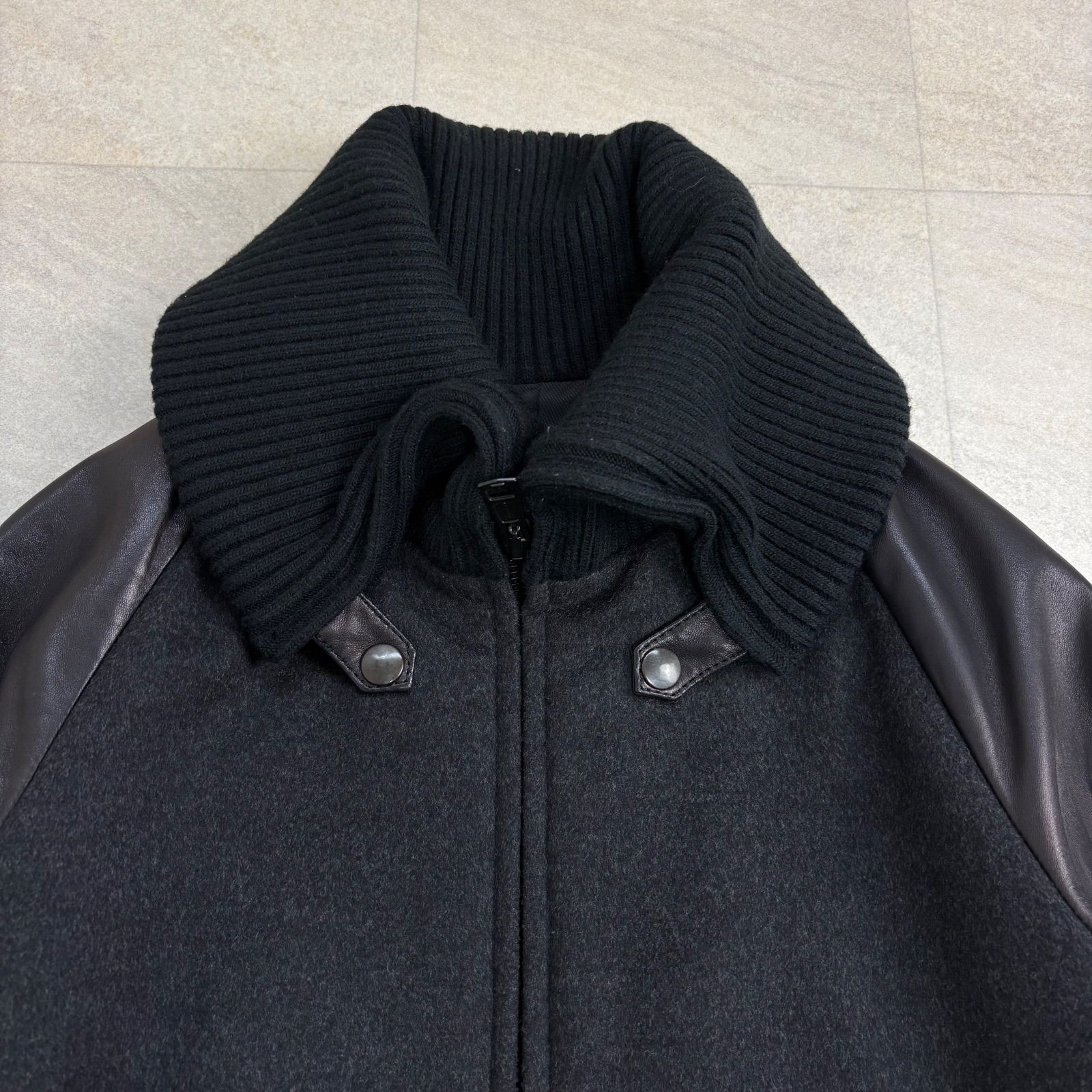 カシミヤ混 ラムレザー切り替え