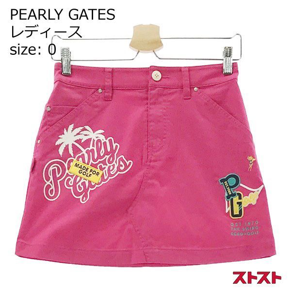 PEARLY GATES パーリーゲイツ ストレッチスカート プリント ワッペン ピンク系 0 [240001843664]#