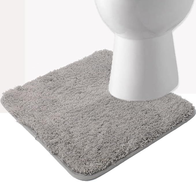 トイレマット トイレ足元マット ふわふわ/洗える トイレまっと 北欧 トイレ 敷物 おしゃれ ト イレカーペット 吸水速乾 滑り止めといれまっと 無地 トイレ用マット 60×50cm (グレー)